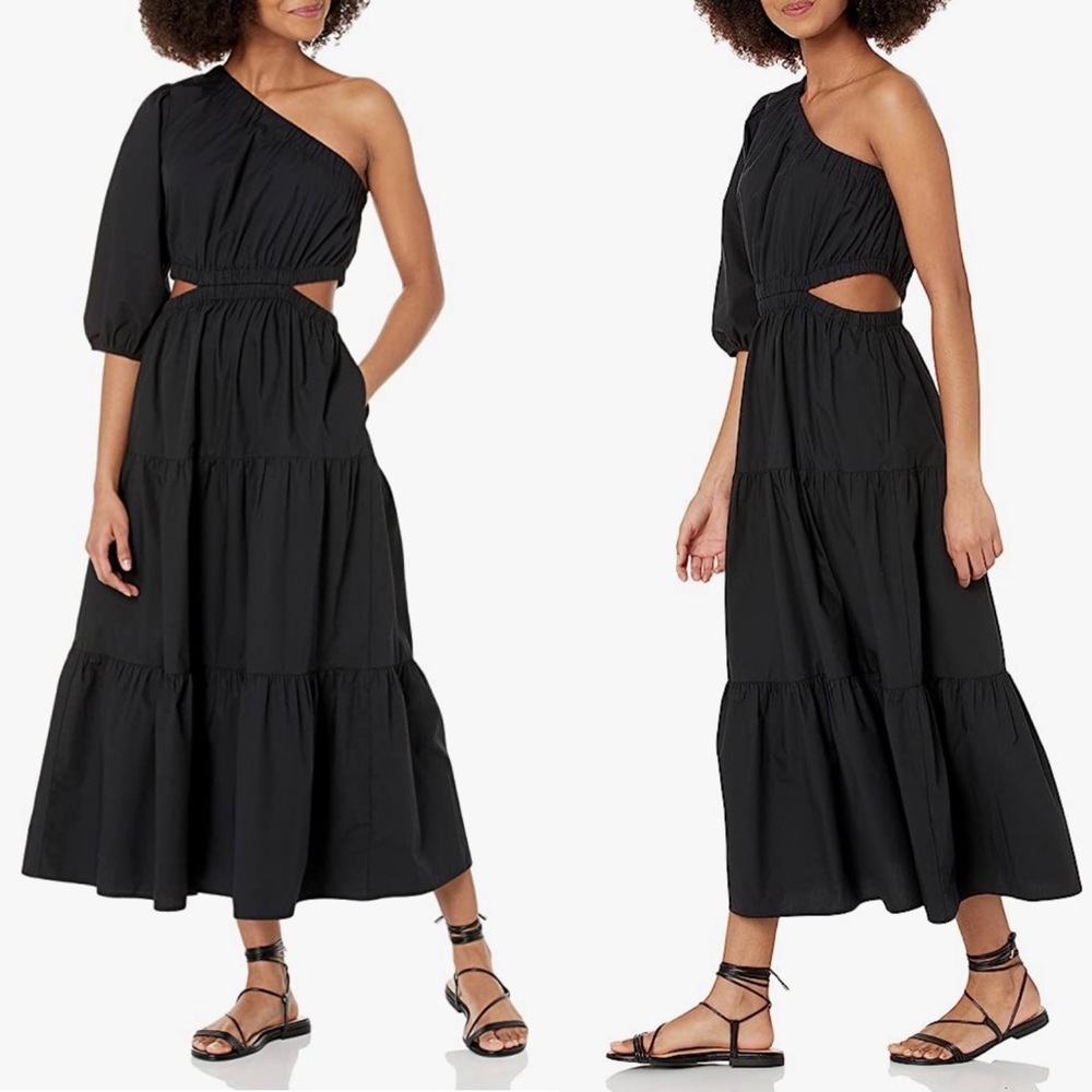 The Drop Women's April‎ One Shoulder Cut-Out Tiered Midi Dress